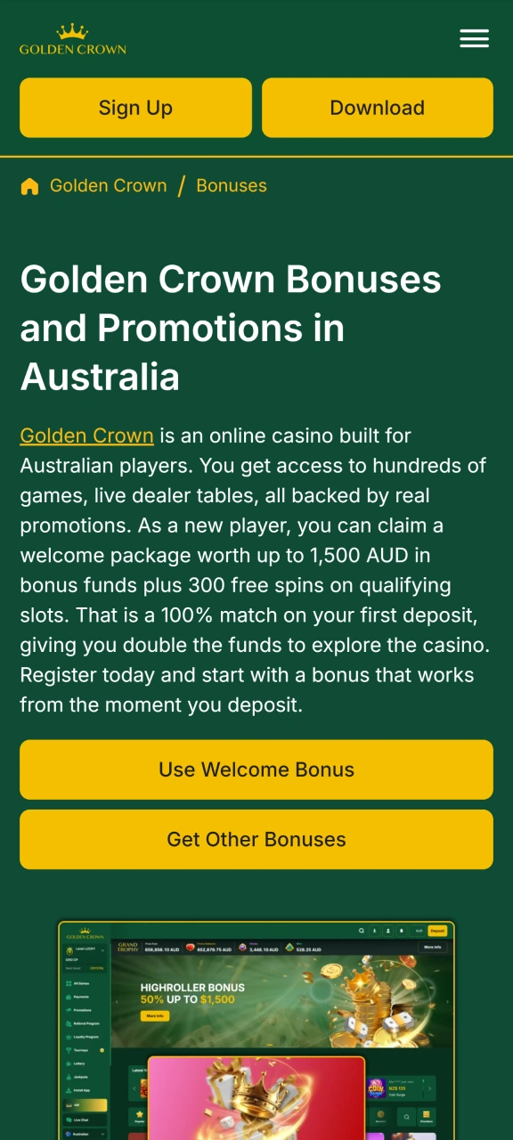 Open the Golden Crown bonus page and select the appropriate one.